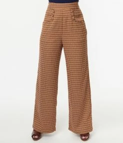 Unique Vintage Brown Plaid Tweed Ginger Pants Clothing