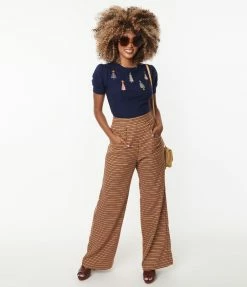 Unique Vintage Brown Plaid Tweed Ginger Pants Clothing