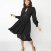 Unique Vintage Black Keyhole Swing Dress