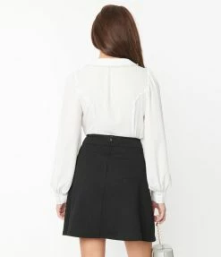 Smak Parlour Ivory Pearl Collar Resident Artist Blouse Clothing