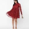 Unique Vintage Burgundy Lace Peggy Babydoll Dress Clothing