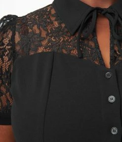 Trending Unique Vintage Plus Size Black Lace Addison Blouse