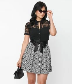 Trending Unique Vintage Black Lace Addison Blouse