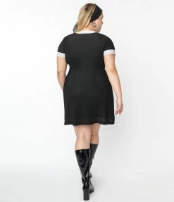 Smak Parlour Plus Size Black Sparkle Mod Mini Dress