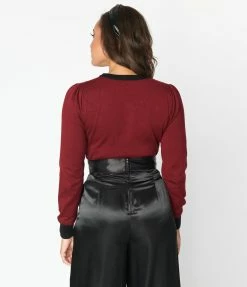 Unique Vintage Merlot & Crochet Floral Accent Sweater New Arrivals!