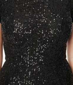 Unique Vintage Black Sequin Mod Wiggle Dress