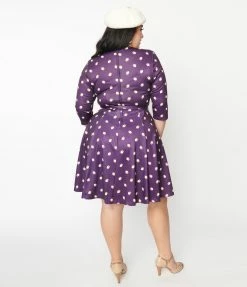 Clothing Unique Vintage Plus Size Purple Owls Fit & Flare Dress