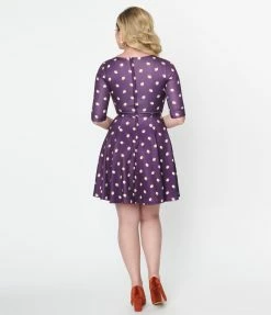 Unique Vintage Purple Owls Fit & Flare Dress