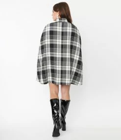 New Arrivals! Smak Parlour Black & White Plaid Savile Row Cape Coat