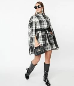 New Arrivals! Smak Parlour Black & White Plaid Savile Row Cape Coat