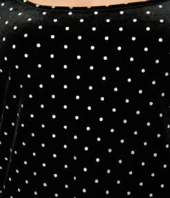 New Arrivals! Smak Parlour Black Velvet & Silver Pin Dots Downtown Scene Mini Dress