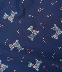 Unique Vintage Blue Dog & Candy Cane Wrap Dress