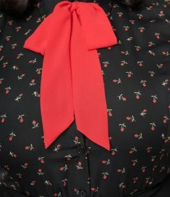 Clothing Smak Parlour Plus Size Black & Red Roses Chiffon Power Play Blouse