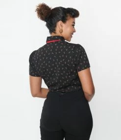 Smak Parlour Black & Red Roses Chiffon Power Play Blouse New Arrivals!