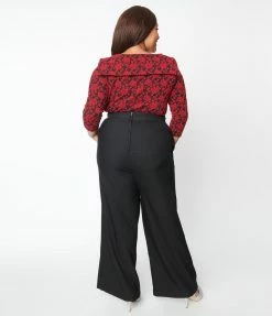 Clothing Unique Vintage Plus Size Black High Waist Pants