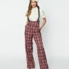 Unique Vintage Burgundy & Grey Plaid Thelma Suspender Pants