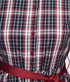 Unique Vintage Navy & Burgundy Plaid Shirtdress New Arrivals!