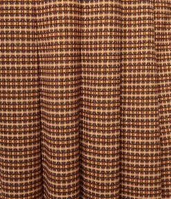 New Arrivals! Unique Vintage Plus Size Brown Tweed Plaid Pleated Suspender Mini Skirt