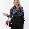 Unique Vintage Plus Size Black Floral Velvet Friday Night Bodysuit New Arrivals!