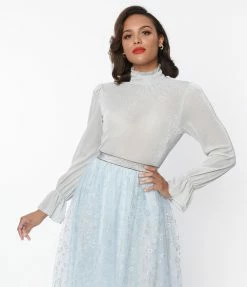 Unique Vintage Silver Mesh Donna Blouse New Arrivals!