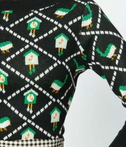 New Arrivals! Unique Vintage Black Cuckoo Clock Minou Sweater