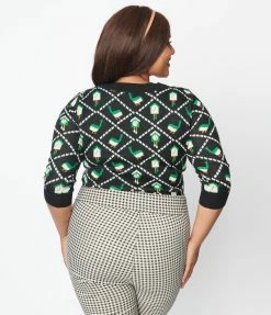 Unique Vintage Plus Size Black Cuckoo Clock Minou Sweater