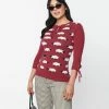 Unique Vintage Burgundy & Flock Of Sheep Keyhole Sweater New Arrivals!