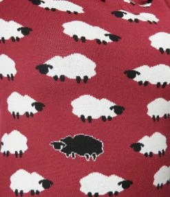 Unique Vintage Plus Size Burgundy & Flock Of Sheep Keyhole Sweater New Arrivals!