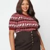 Unique Vintage Plus Size Burgundy Hearts & Cats Paige Sweater Clothing