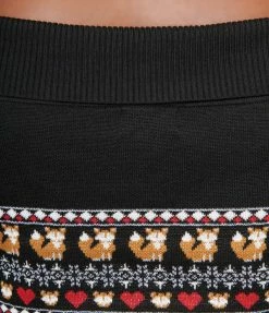 Unique Vintage Plus Size Black Foxes Fair Isle Sweater New Arrivals!