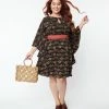 New Arrivals! Smak Parlour Plus Size Black & Red Floral Social Climber Caftan