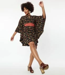 Smak Parlour Black & Red Floral Social Climber Caftan New Arrivals!