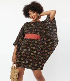 Smak Parlour Black & Red Floral Social Climber Caftan New Arrivals!
