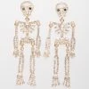 FASHIONISTAR Jewelry Gold Rhinestone Skeleton Drop Earrings