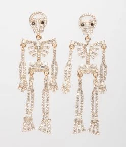 FASHIONISTAR Jewelry Gold Rhinestone Skeleton Drop Earrings