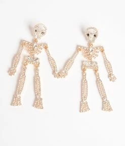 FASHIONISTAR Jewelry Gold Rhinestone Skeleton Drop Earrings