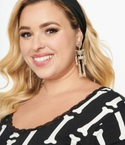 FASHIONISTAR Jewelry Gold Rhinestone Skeleton Drop Earrings