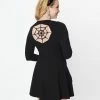 Sourpuss Black Spiderweb Cutout Flare Dress Sale