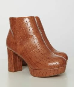 Demfon International (Chelsea Crew) Chelsea Crew Rust Crocodile Disco Booties