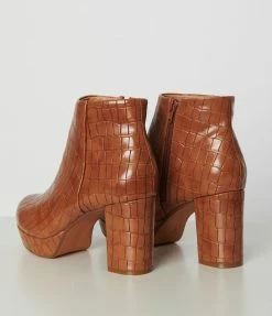 Demfon International (Chelsea Crew) Chelsea Crew Rust Crocodile Disco Booties