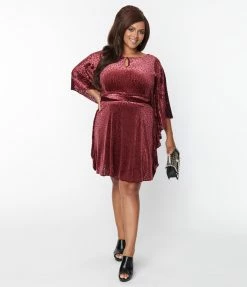New Arrivals! Smak Parlour Plus Size Burgundy Devour Velvet Social Climber Caftan