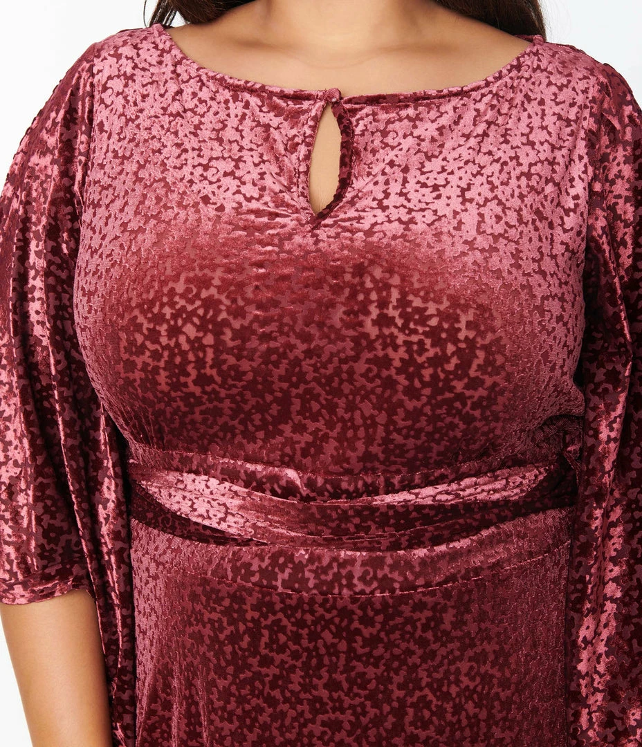 New Arrivals! Smak Parlour Plus Size Burgundy Devour Velvet Social Climber Caftan