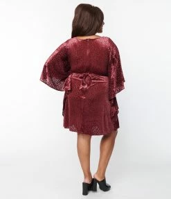 New Arrivals! Smak Parlour Plus Size Burgundy Devour Velvet Social Climber Caftan