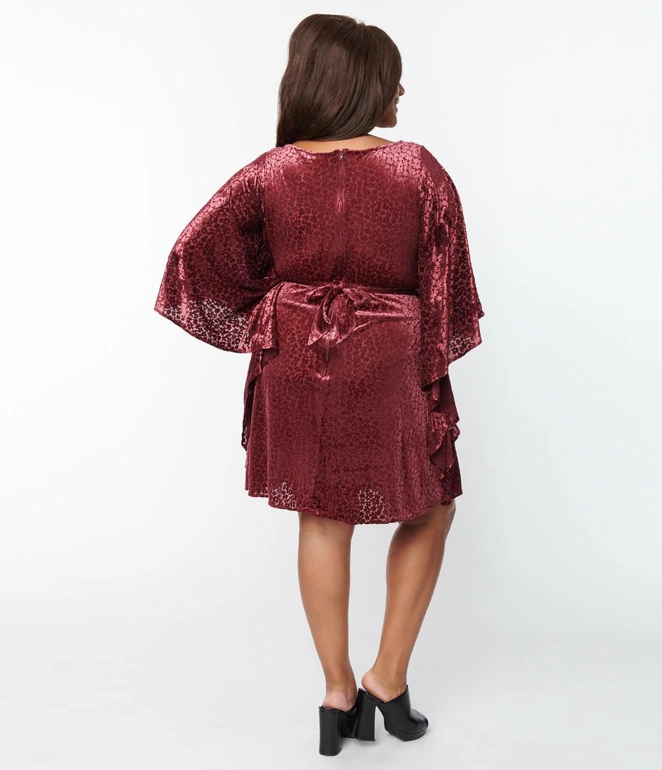 New Arrivals! Smak Parlour Plus Size Burgundy Devour Velvet Social Climber Caftan