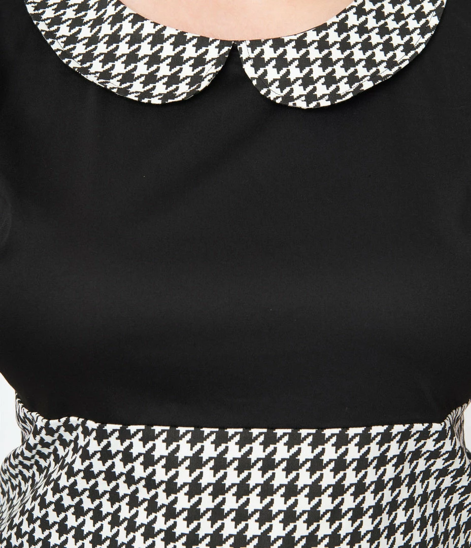 Smak Parlour Plus Size Black & White Houndstooth Shift Dress
