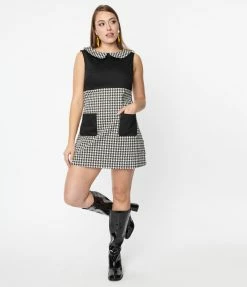 Smak Parlour Black & White Houndstooth Shift Dress New Arrivals!