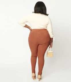 Unique Vintage Plus Size Brown Rizzo Pants