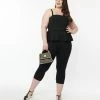Unique Vintage Plus Size Black Peplum Jumpsuit