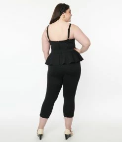 Unique Vintage Plus Size Black Peplum Jumpsuit
