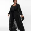 Unique Vintage Plus Size Black Black Flocked Lace Hollywood Duster New Arrivals!